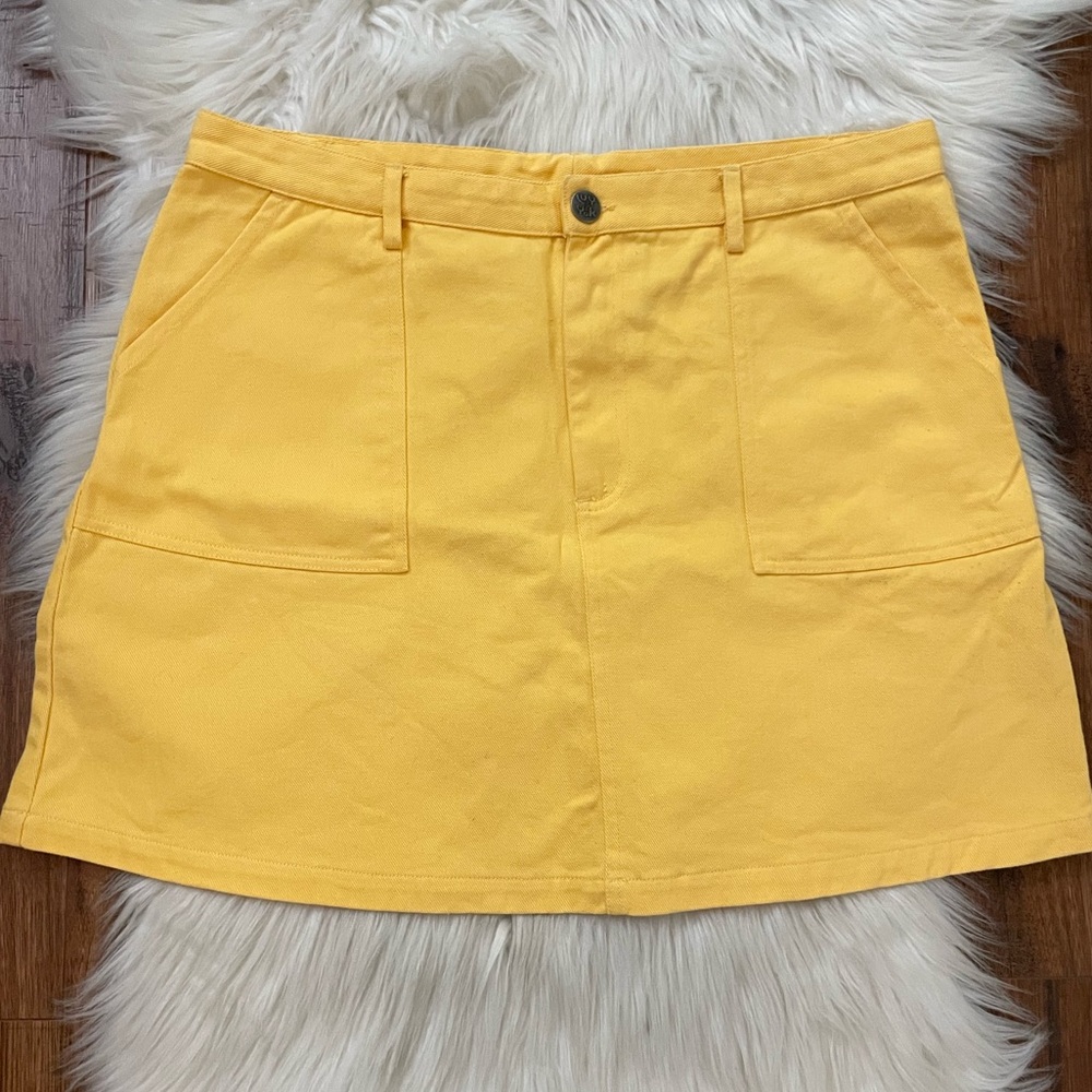 Lucy & Yak Women’s US 14 UK 18 Blair Mini Skirt Lemon Yellow Organic Cotton EUC